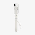 AMP09535 - s581w selfie stick magfit in dune beige showing the back with a device attached to a selfie stick