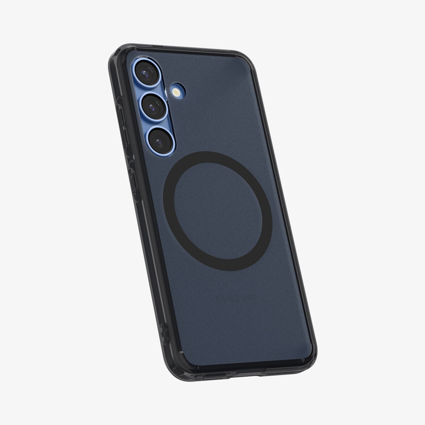 ACS09005 - Galaxy S25 Case Ultra Hybrid Metal Ring (MagFit) in Frost Black showing the back, partial side and bottom