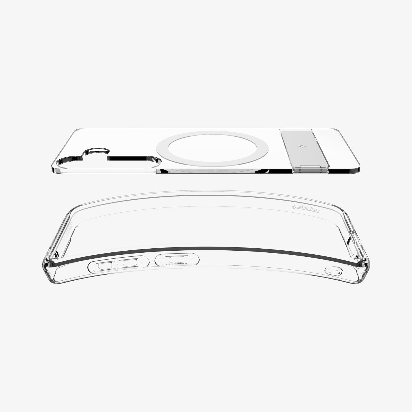 ACS09026 - Galaxy S25 Case Ultra Hybrid S in Clear White showing the back layer detached hovering above the frame