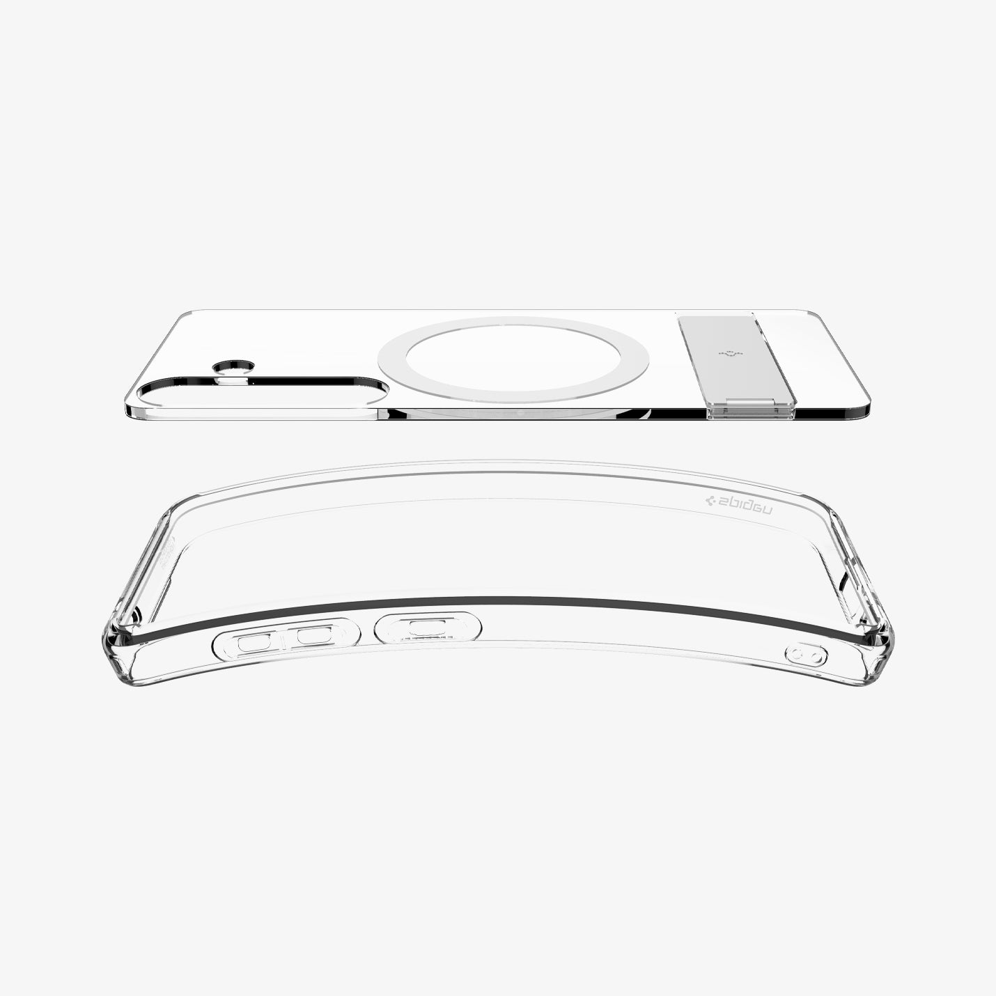 ACS08984 - Galaxy S25 Plus Case Ultra Hybrid S in Clear White showing the back layer detached hovering above the frame