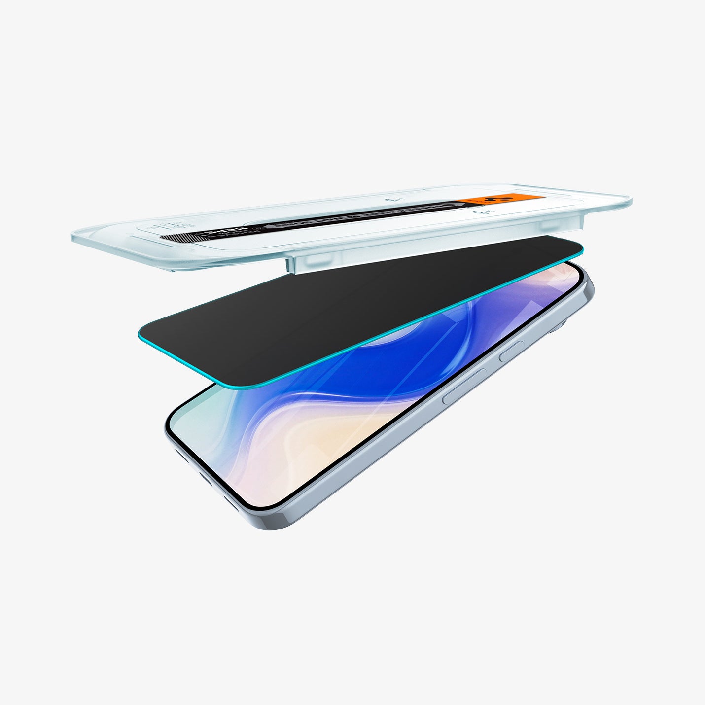 AGL09313 - Pixel 10 Pro XL GLAS.tR EZ Fit Privacy Screen Protector showing the screen protector being installed onto device