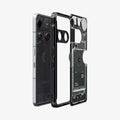 ACS08568 - Nothing Phone 3 Ultra Hybrid Zero One showing the backing of the case detached from the frame hovering in front of the device