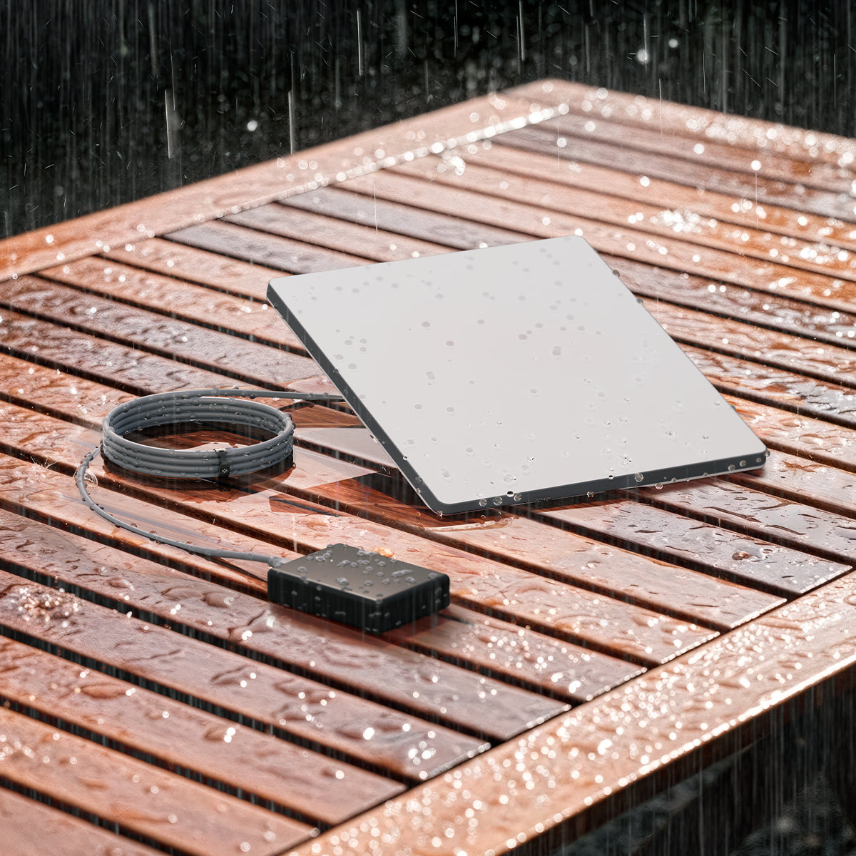 ACA09845 - Starlink Mini C to DC Cable | STL211-10 showing cable with rain