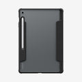 ACS09446 - Galaxy Tab S10 FE+ Case Ultra Hybrid Pro in Black showing the back with s pen attached