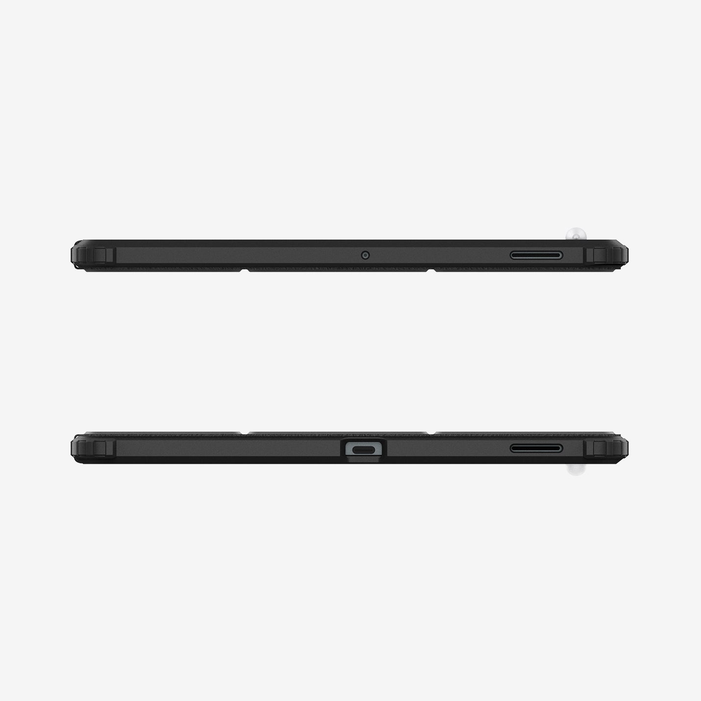 ACS09446 - Galaxy Tab S10 FE+ Case Ultra Hybrid Pro in Black showing the top and bottom