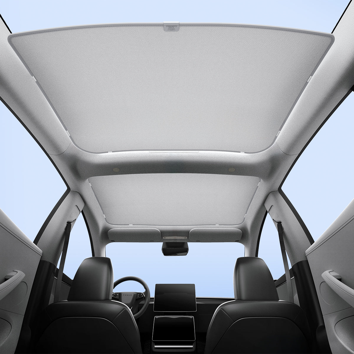 ACP08897 - Tesla Model 3 Highland CryoShade Sunroof | TO261H in Black showing the roof of the tesla with the shade