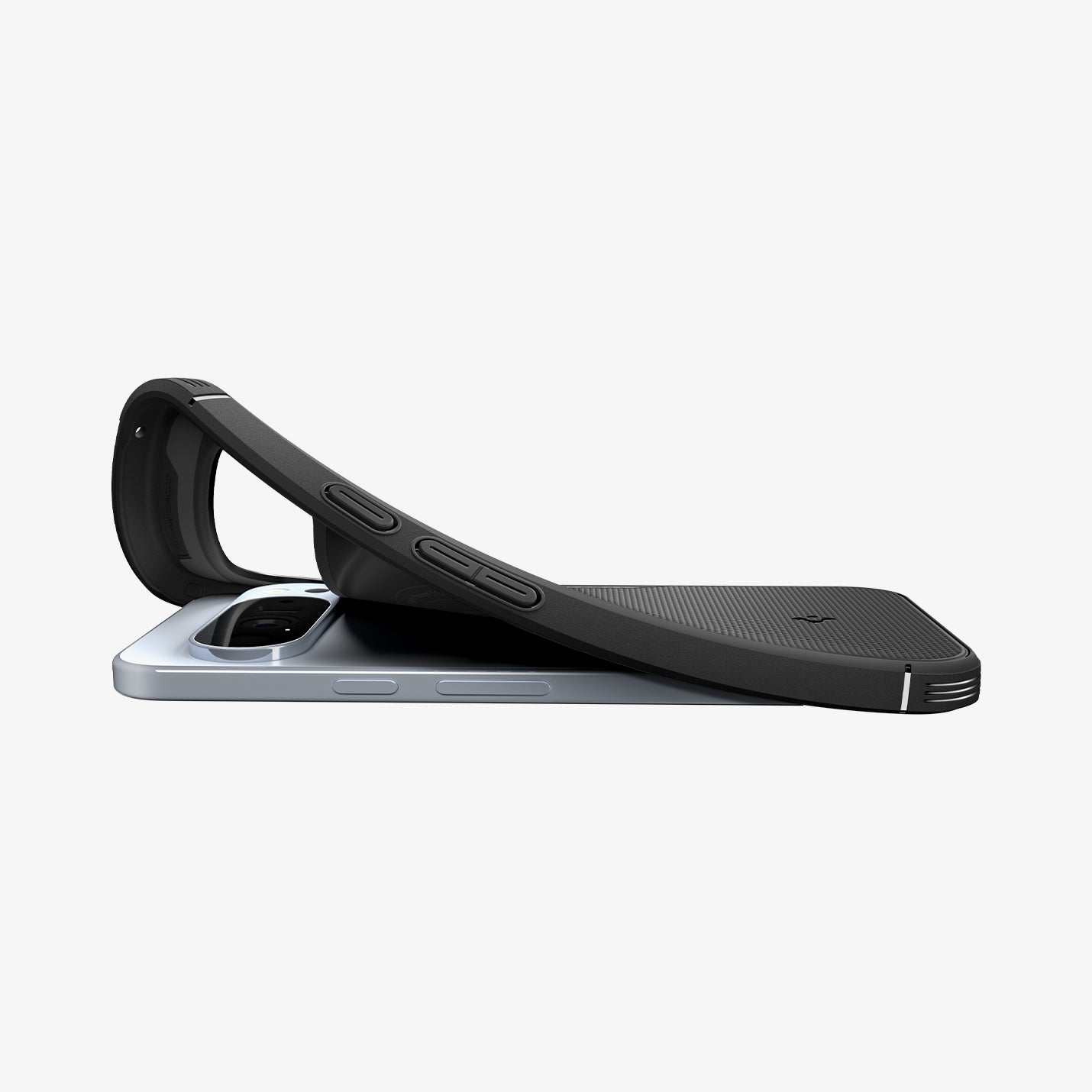 ACS09805 - Pixel 10 Pro XL Case Core Armor in black showing the side and back with case bending away slightly