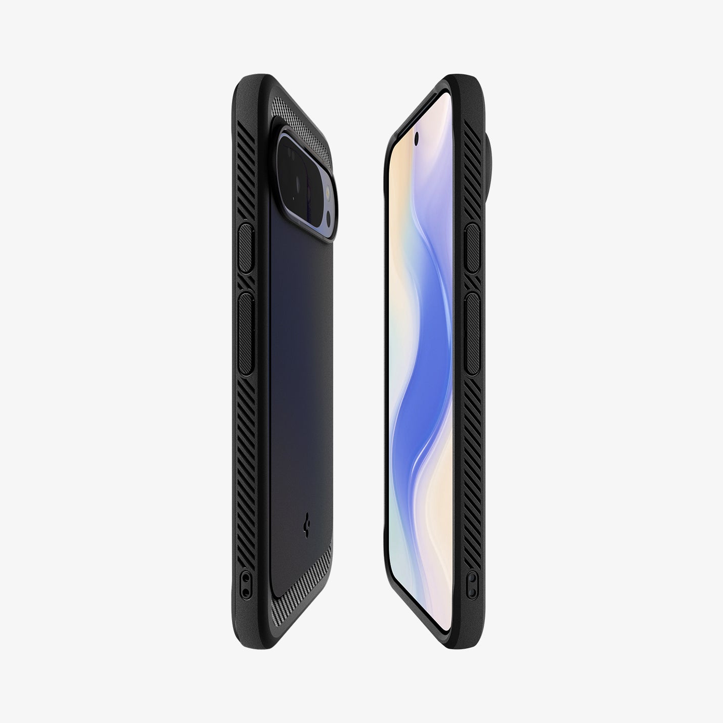 ACS09721 - Pixel 10 Pro XL Case Rugged Armor (MagFit) in black showing the sides, partial front and back