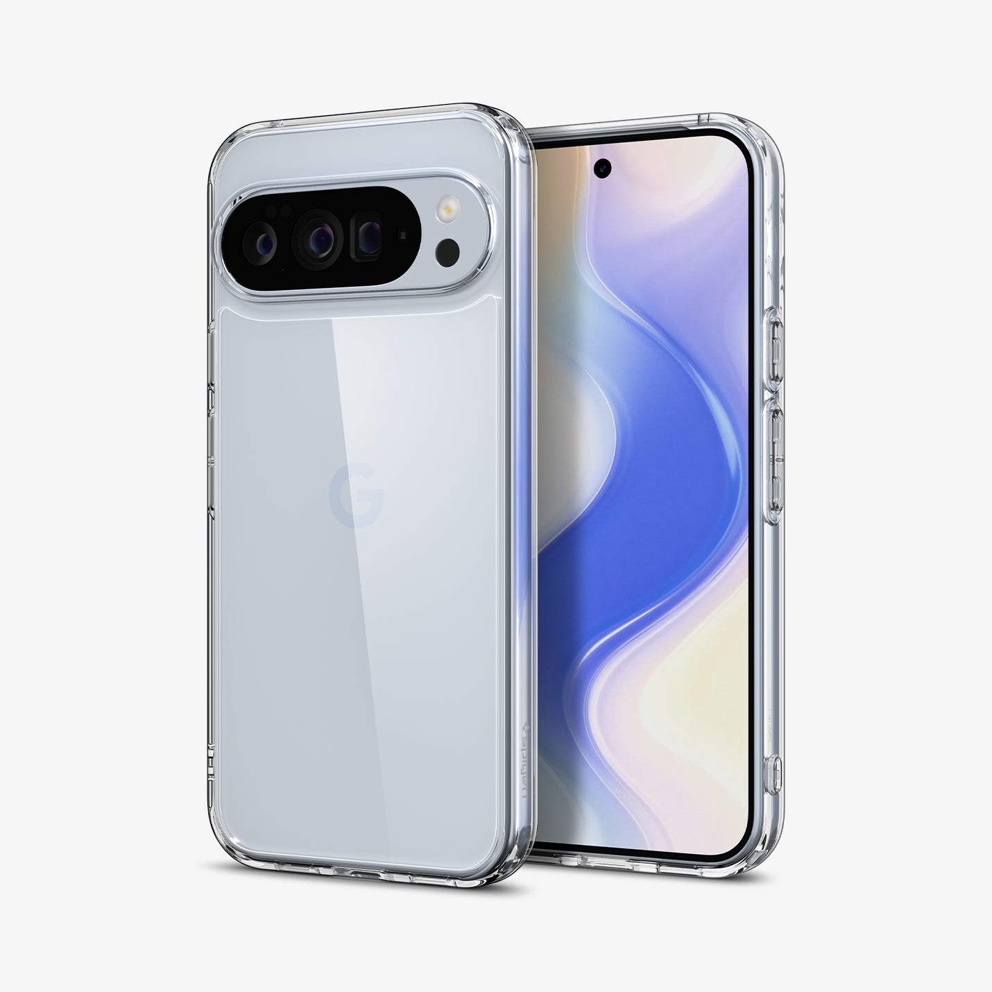 ACS09738 - Pixel 10 Pro XL Case Ultra Hybrid in crystal clear showing the back and front
