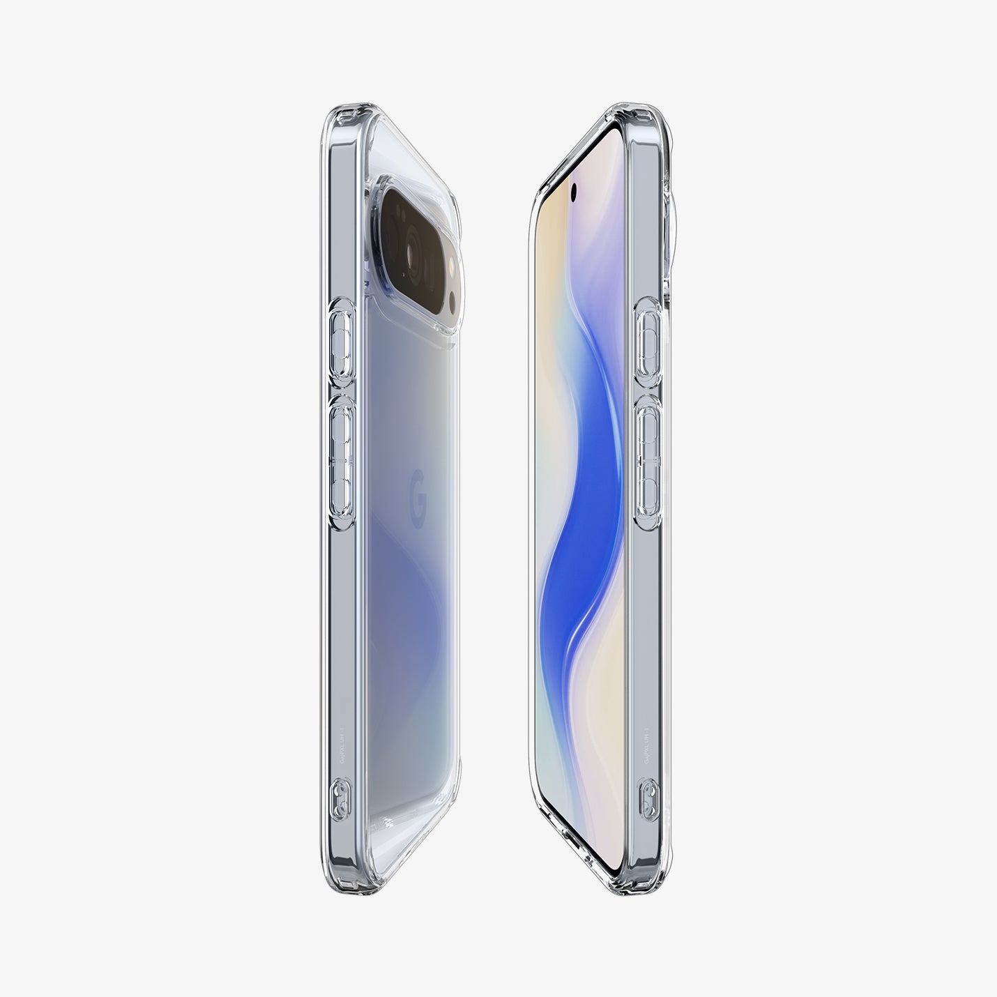 ACS09738 - Pixel 10 Pro XL Case Ultra Hybrid in crystal clear showing the sides, partial front and back