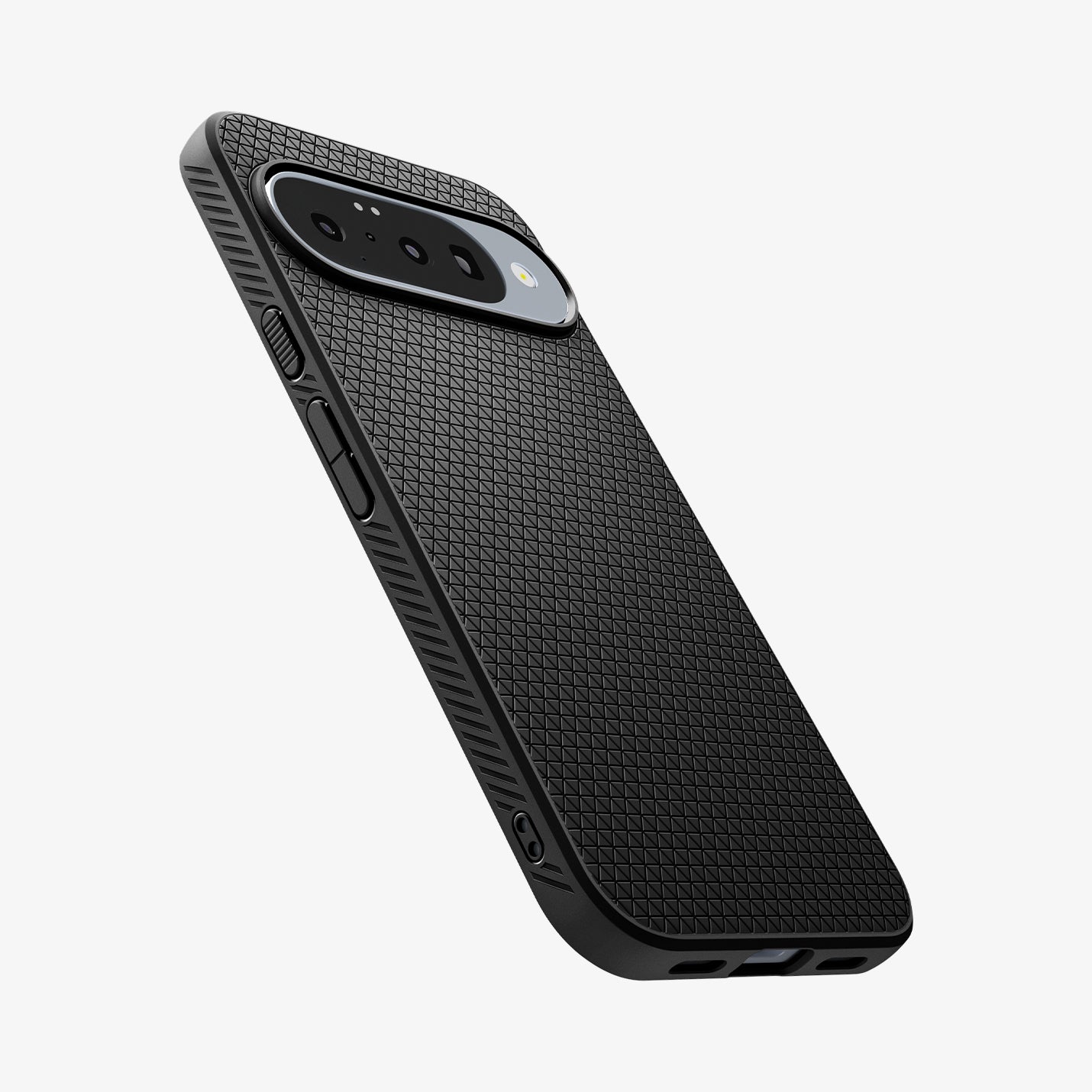 ACS09714 - Pixel 10 / Pixel 10 Pro Case Liquid Air in matte black showing the back and side