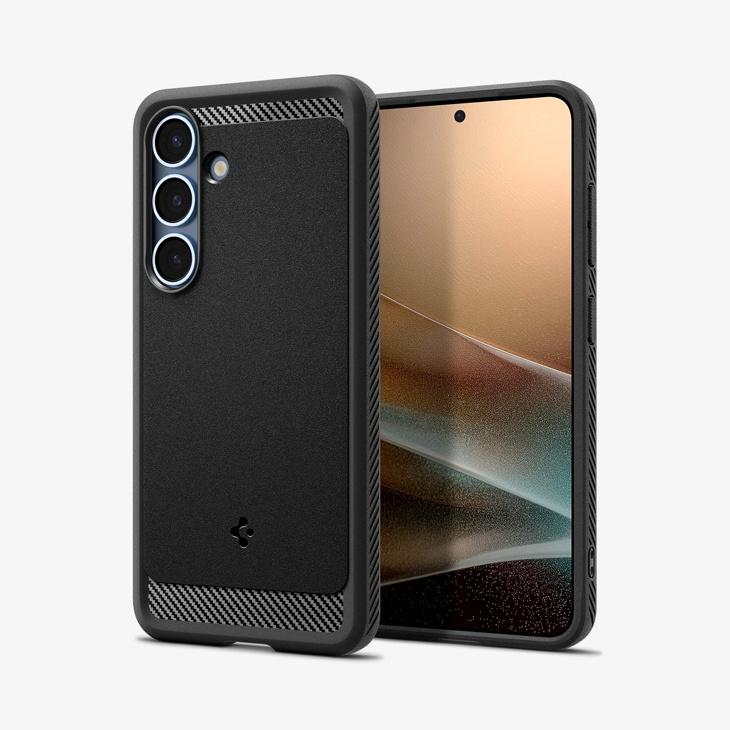 ACS08977 - Galaxy S25 Plus Case Rugged Armor (MagFit) in Matte Black showing the back, partial front and sides