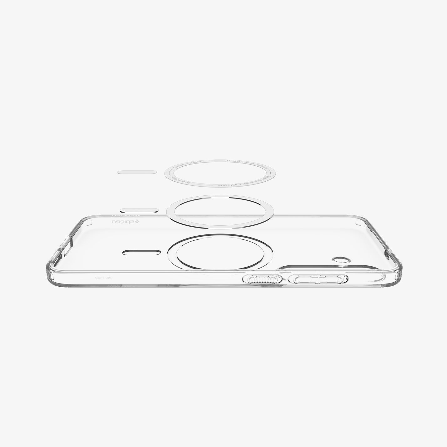 ACS10024 - Galaxy S25 FE Crystal Flex (MagFit) Case in crystal clear showing the side with magnet ring layers