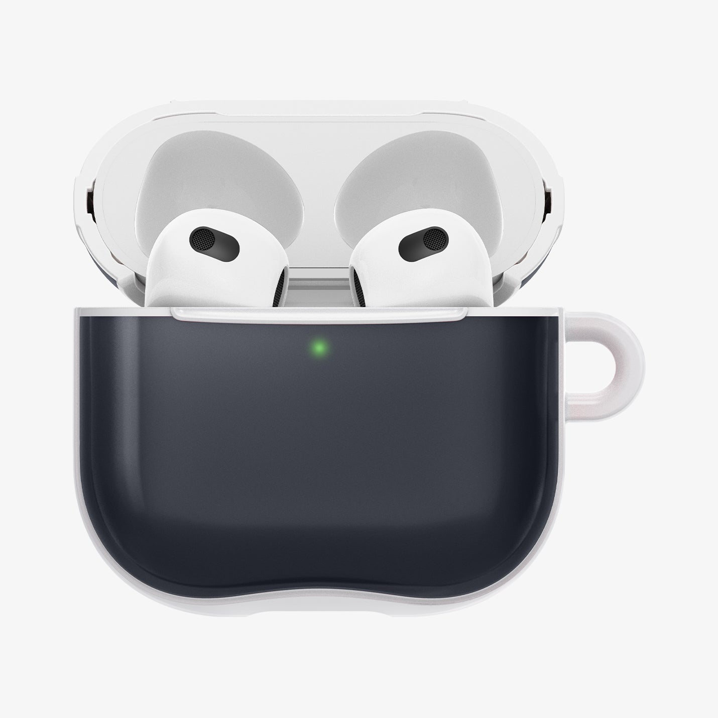 ACS08645 - AirPods 4 Pro / AirPods 4 Classic C1 in Graphite showing the front, half open