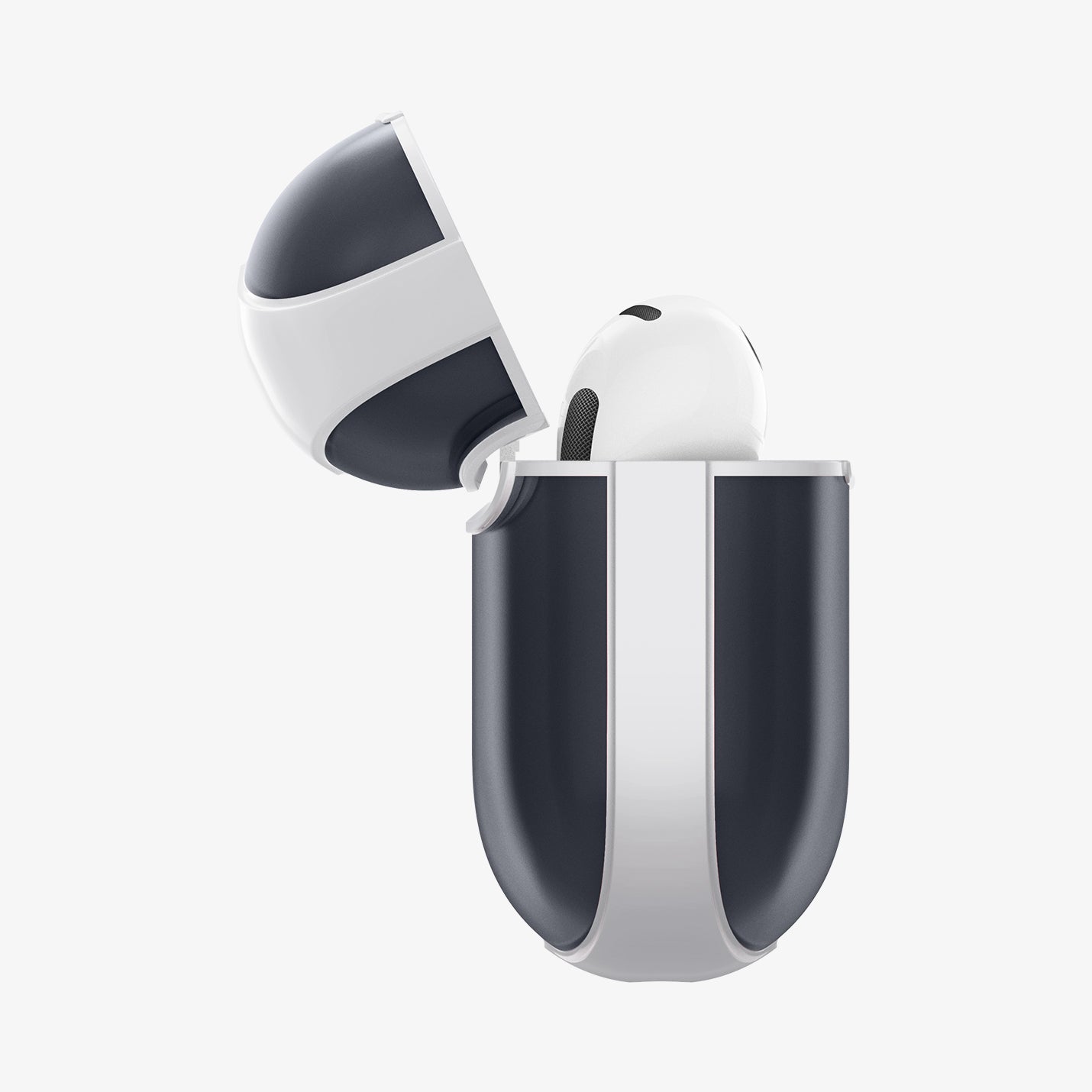 ACS08645 - AirPods 4 Pro / AirPods 4 Classic C1 in Graphite showing the side, half open