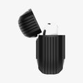 ACS08642 - AirPods 4 Pro Case Rugged Armor in Matte Black showing the side, half open