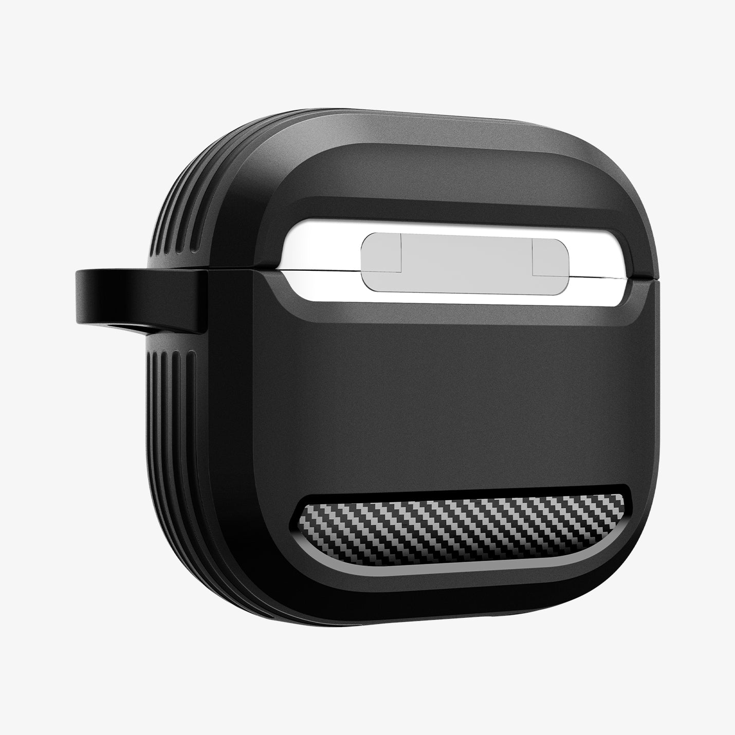 ACS08642 - AirPods 4 Pro Case Rugged Armor in Matte Black showing the back and partial side