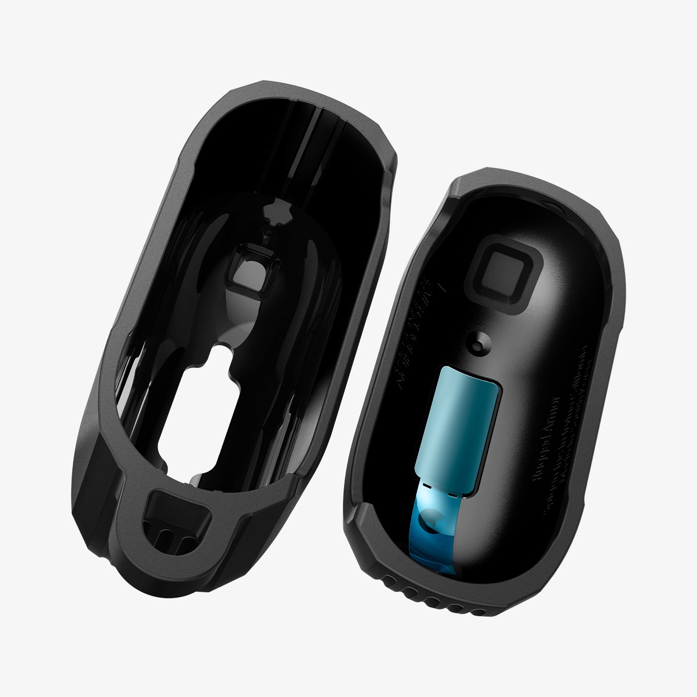 ACS08642 - AirPods 4 Pro Case Rugged Armor in Matte Black showing the inner of top and bottom