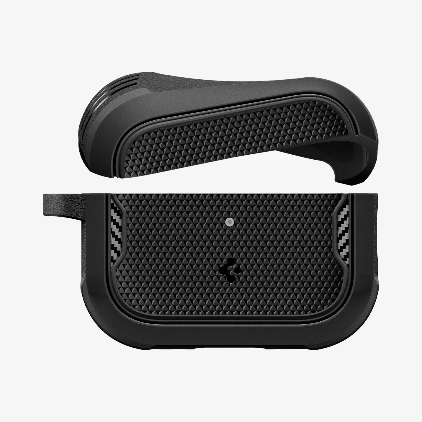 ACS09833 - AirPods Pro 3 Core Armor showing the top of case bending and hovering above bottom of case