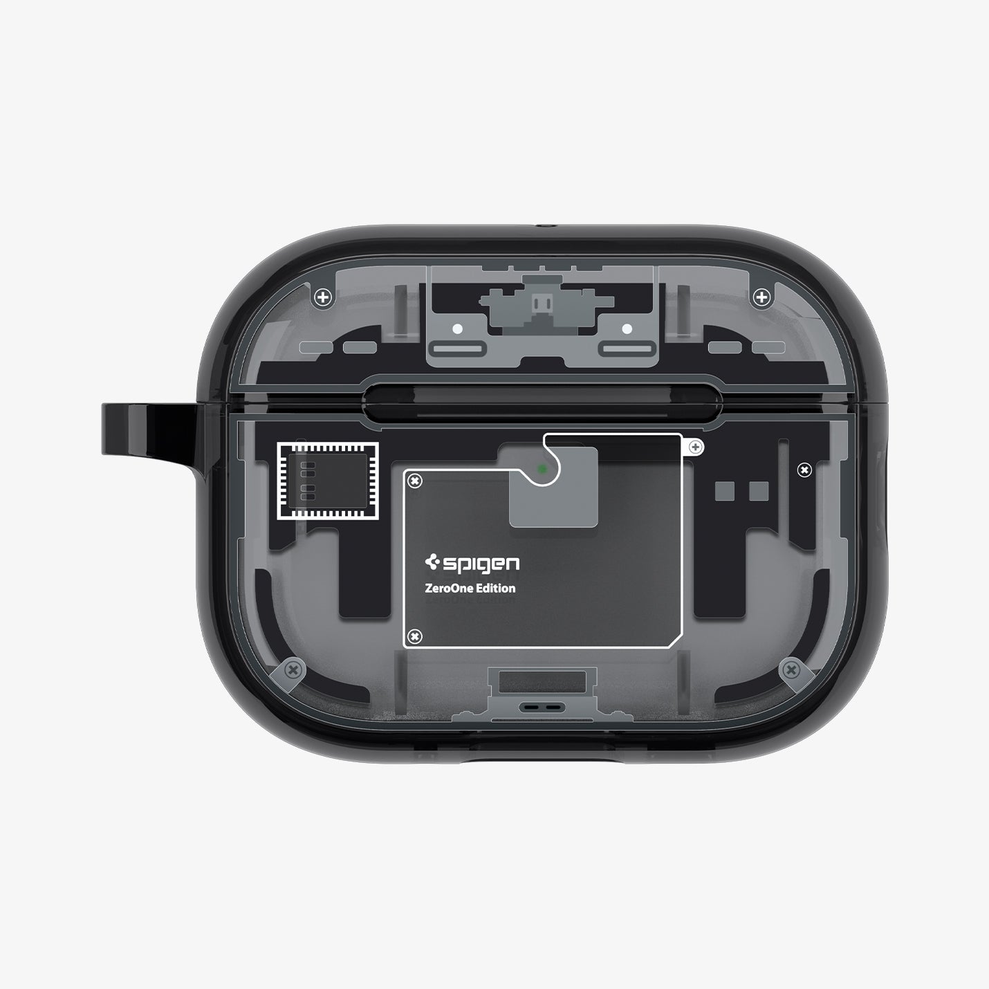 ACS09823 - AirPods Pro 3 Series Ultra Hybrid Zero One (MagFit) in Zero One Black showing the front