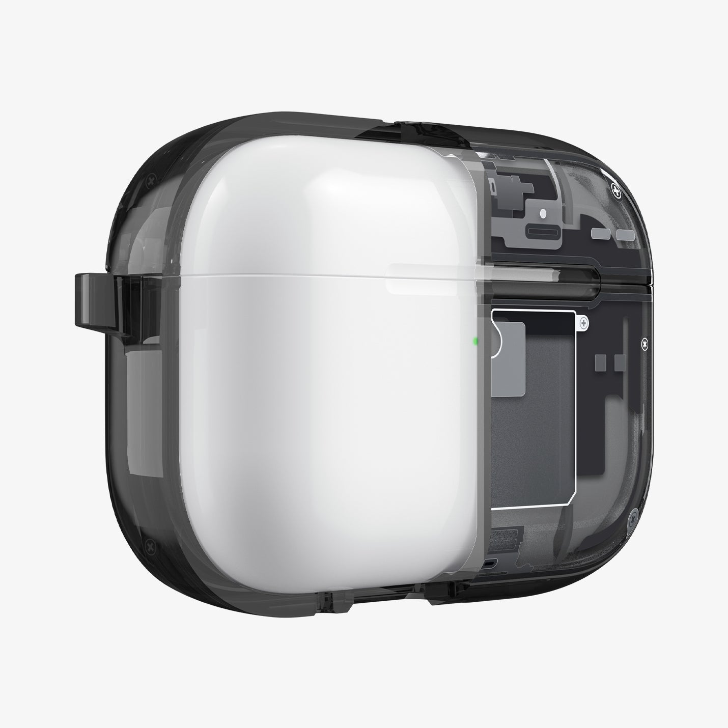 ACS09823 - AirPods Pro 3 Series Ultra Hybrid Zero One (MagFit) in Zero One Black showing the front with case cut half open