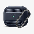 ASD01442 - AirPods Pro Rugged Armor in Charcoal Gray showing the front and partial side with carabiner attached