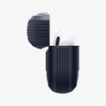ASD01442 - AirPods Pro Rugged Armor in Charcoal Gray showing the side with top open and AirPods inside