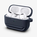 ASD01442 - AirPods Pro Rugged Armor in Charcoal Gray showing the front, side and top open with AirPods inside