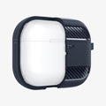 ASD01442 - AirPods Pro Rugged Armor in Charcoal Gray showing the front with case cut half open