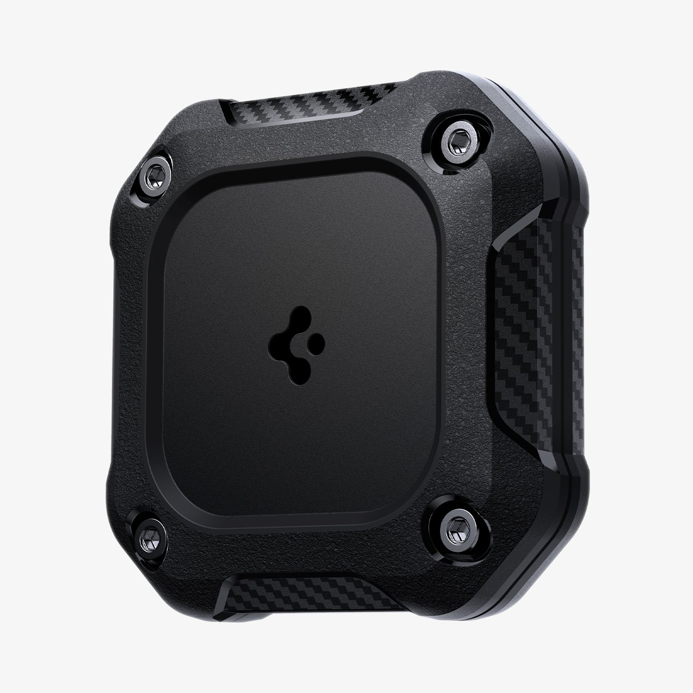 ACS09781 - 1 Pack Apple AirTag Tough Armor IP in Black showing the front and partial side