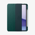 ACS07759 - iPad Pro 11-inch (2024) Case Urban Fit in Midnight Green showing the front, partially open with stylus pen