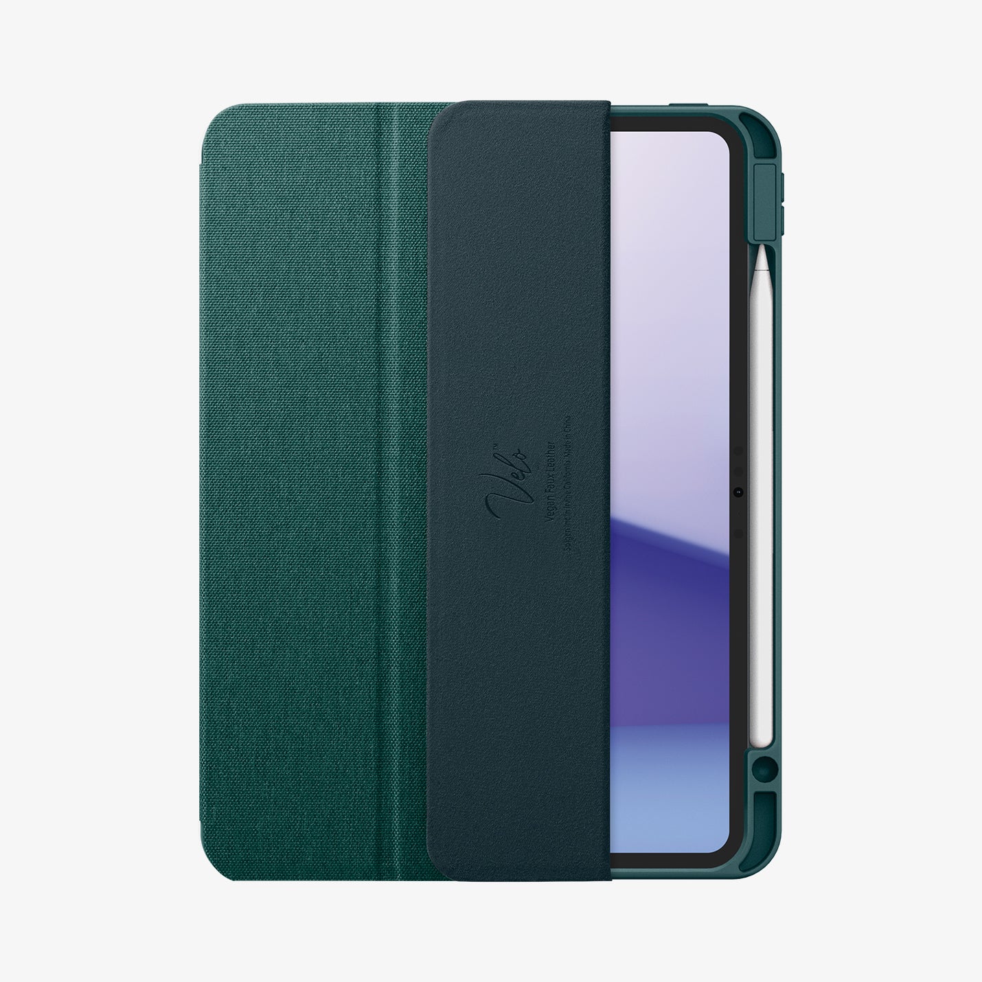 ACS07759 - iPad Pro 11-inch (2024) Case Urban Fit in Midnight Green showing the front, partially open with stylus pen
