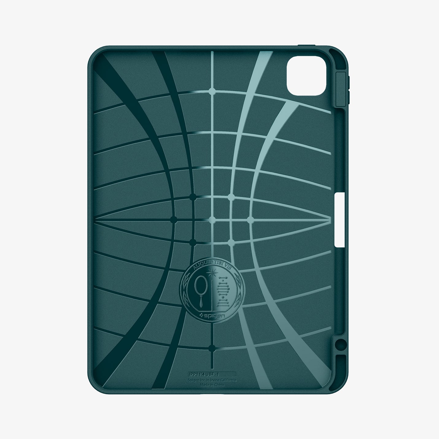 ACS07759 - iPad Pro 11-inch (2024) Case Urban Fit in Midnight Green showing the inner with spider web pattern