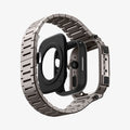 ACS07660 - Apple Watch (45mm) Case Metal Armor Pro in Gunmetal showing the back, apple watch head detached from the case hovering under the case