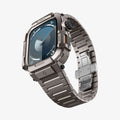 ACS07660 - Apple Watch (45mm) Case Metal Armor Pro in Gunmetal showing the front, partial side and inner side of the strap