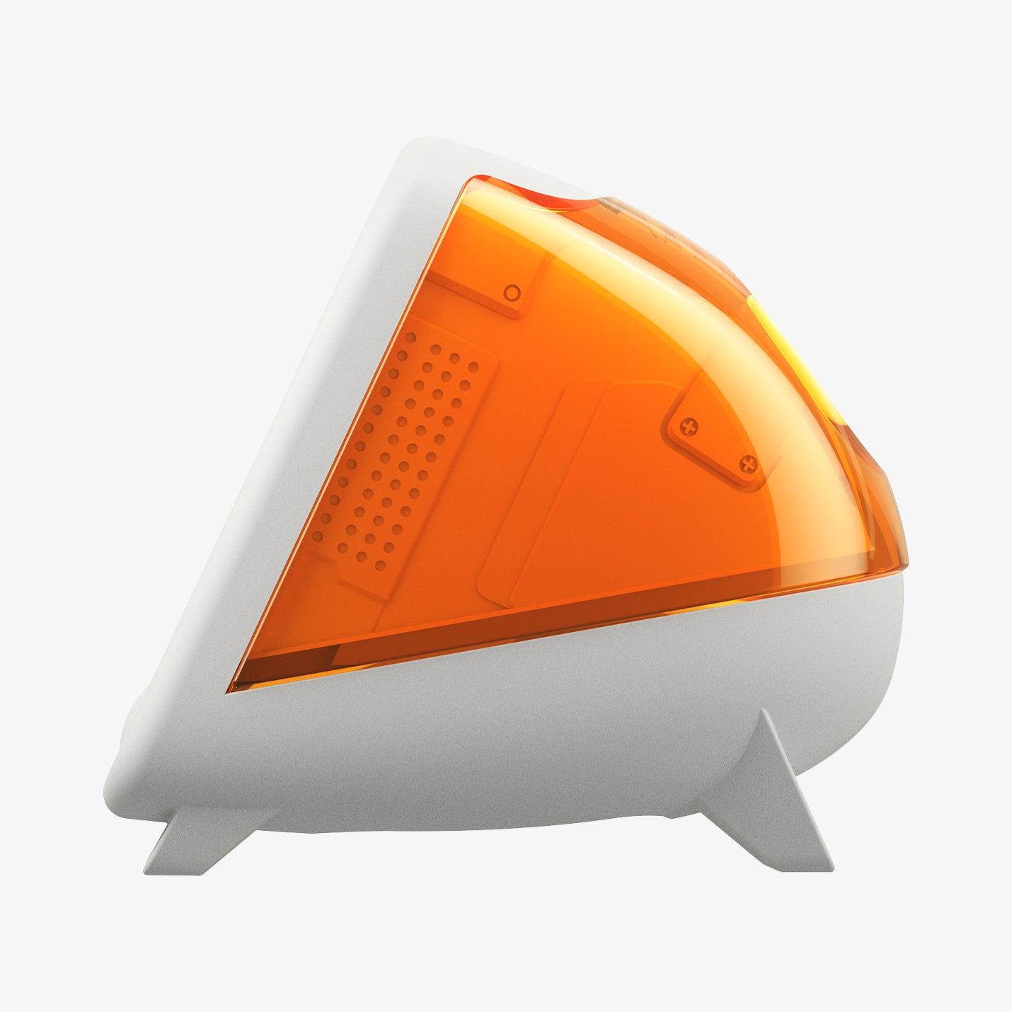 AMP09342 - Apple Watch Classic C1 Charger Stand in tangerine showing side.