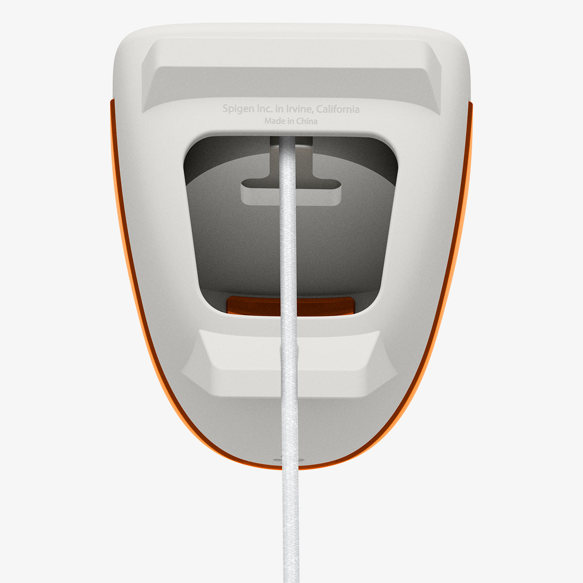 AMP09342 - Apple Watch Classic C1 Charger Stand in tangerine showing bottom part and insert charging cable.