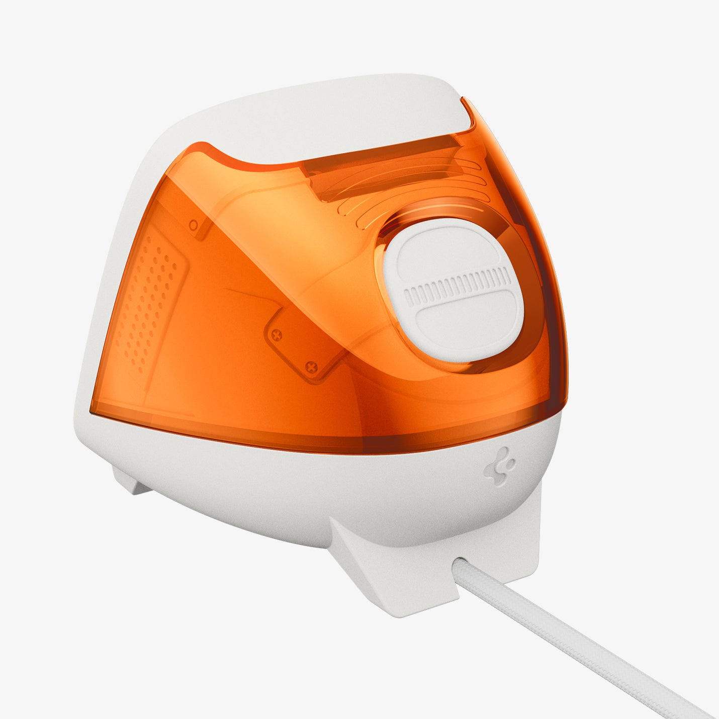 AMP09342 - Apple Watch Classic C1 Charger Stand in tangerine showing back with the cable in.