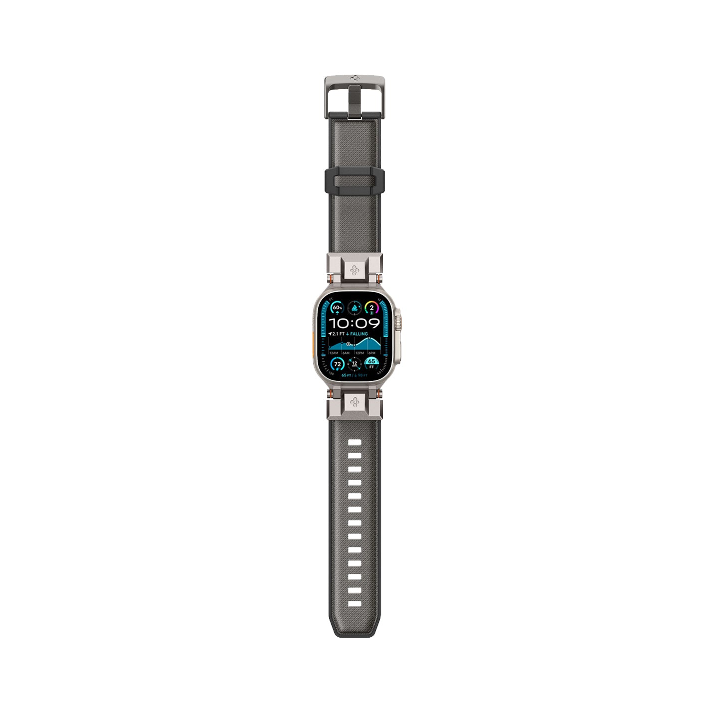 AMP09104 - Apple Watch Ultra (49mm) DuraPro Armor in Gray showing the front with the watch band flat