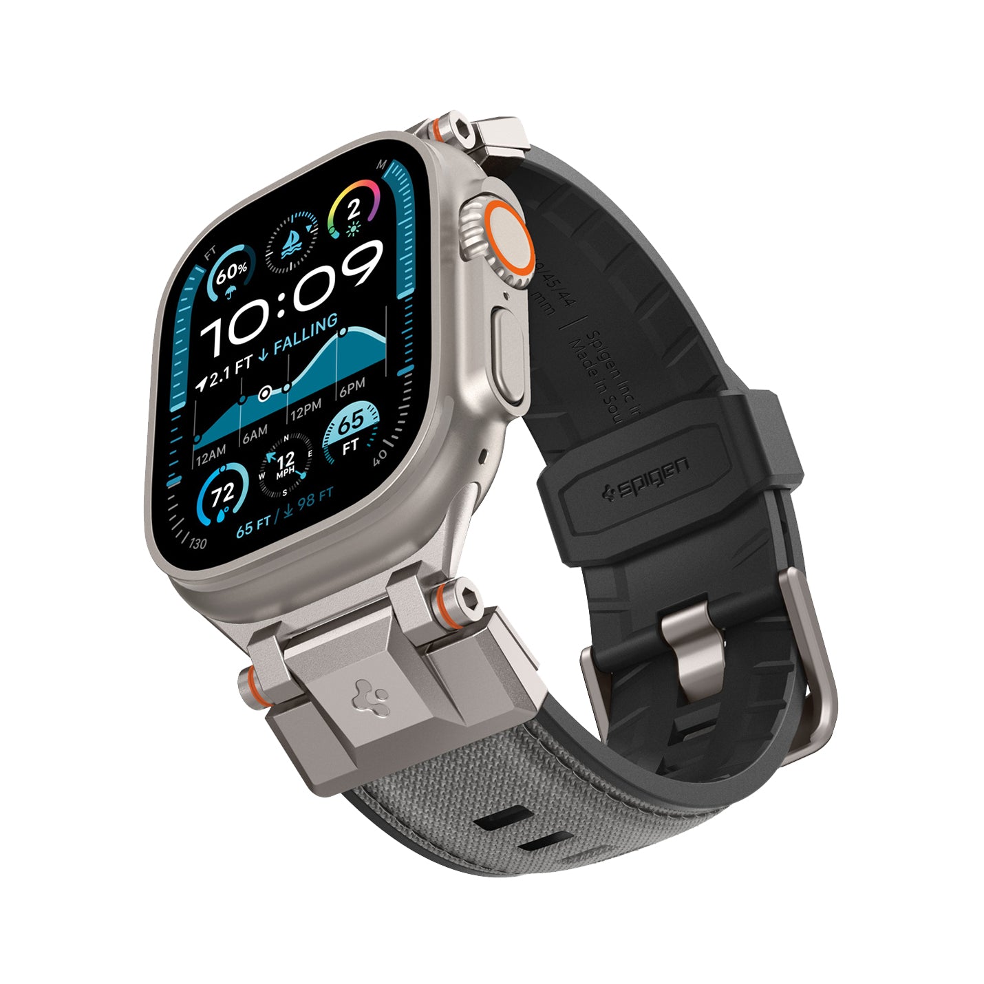 AMP09104 - Apple Watch Ultra (49mm) DuraPro Armor in Gray showing the front, side and partial bottom