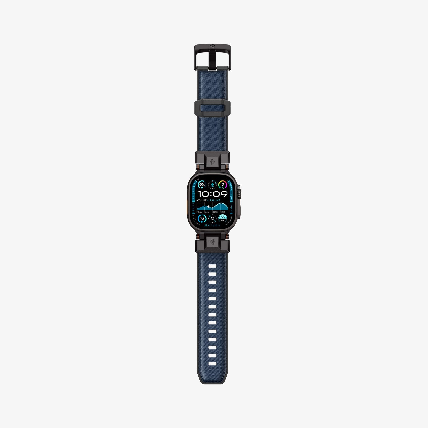 AMP09103 - Apple Watch Ultra (49mm) DuraPro Armor in Navy Blue showing the front with the watch band flat