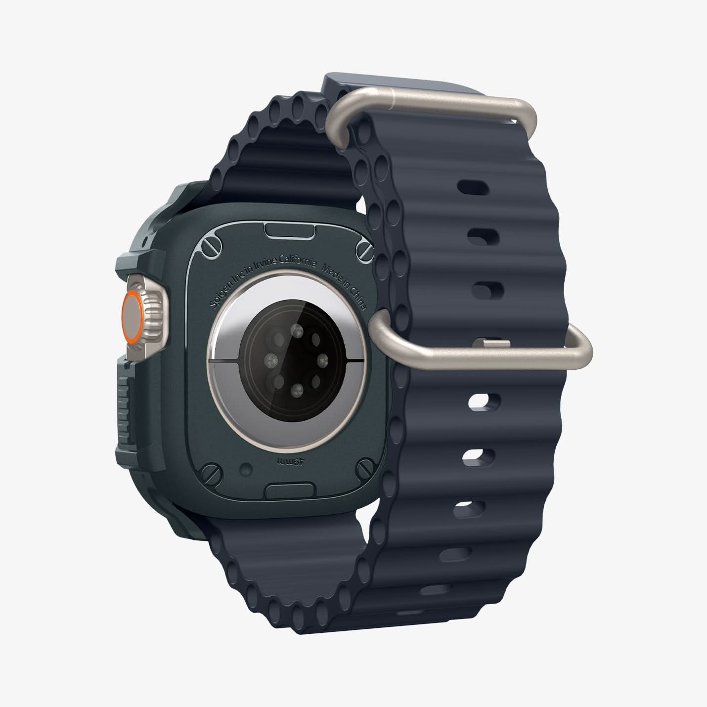 ACS07383 - Apple Watch (49mm) Rugged Armor in Abyss Green showing the back, partial inner side and bottom
