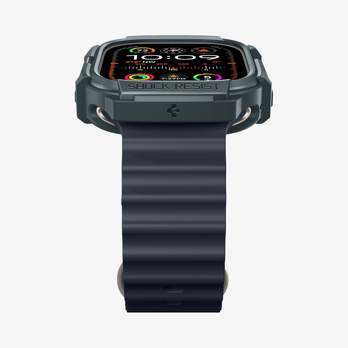 ACS07383 - Apple Watch (49mm) Rugged Armor in Abyss Green showing the front and partial side