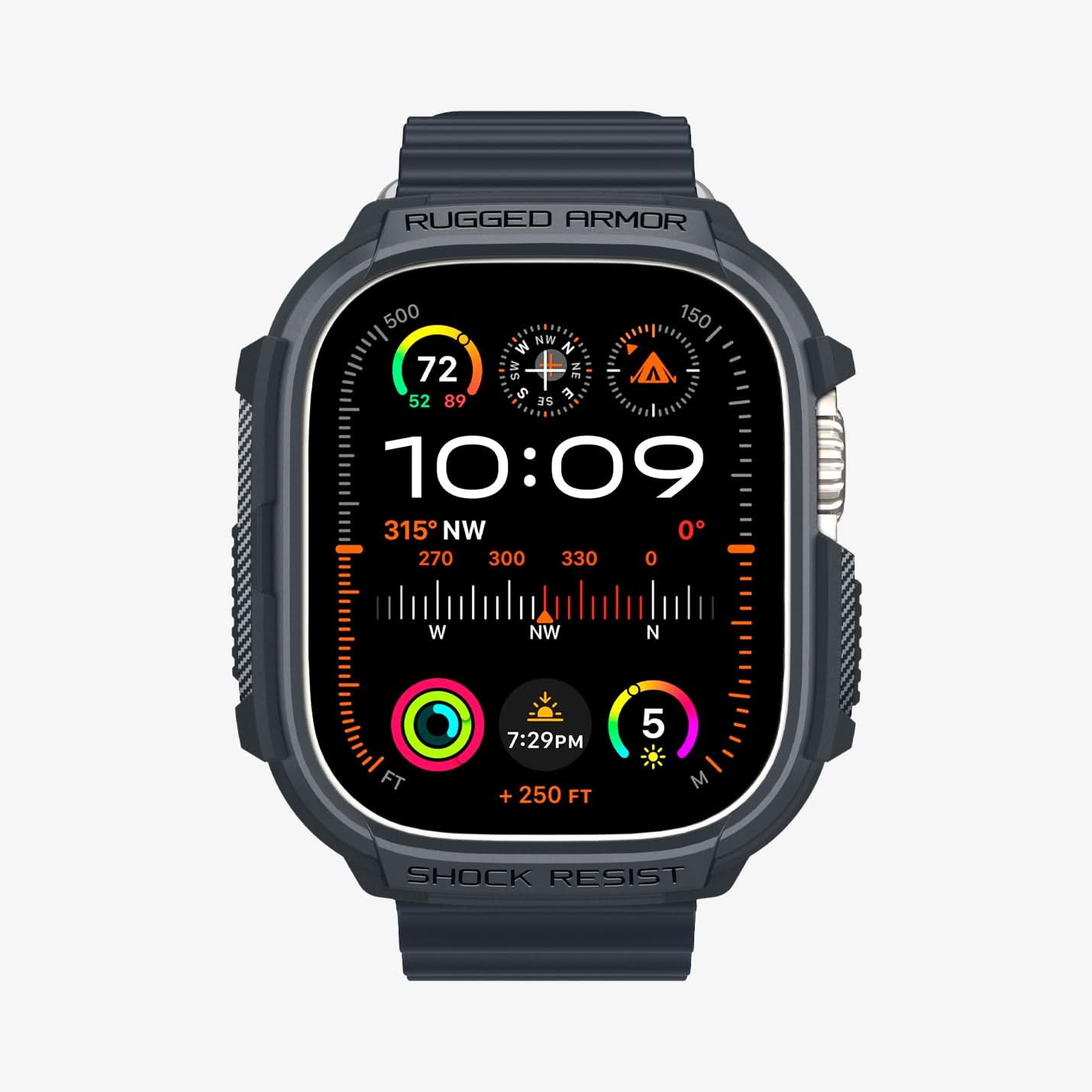 ACS07385 - Apple Watch (49mm) Rugged Armor in Dark Gray showing the front and partial side