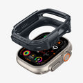 ACS07385 - Apple Watch (49mm) Rugged Armor in Dark Gray showing the case hovering above the front of the watch face