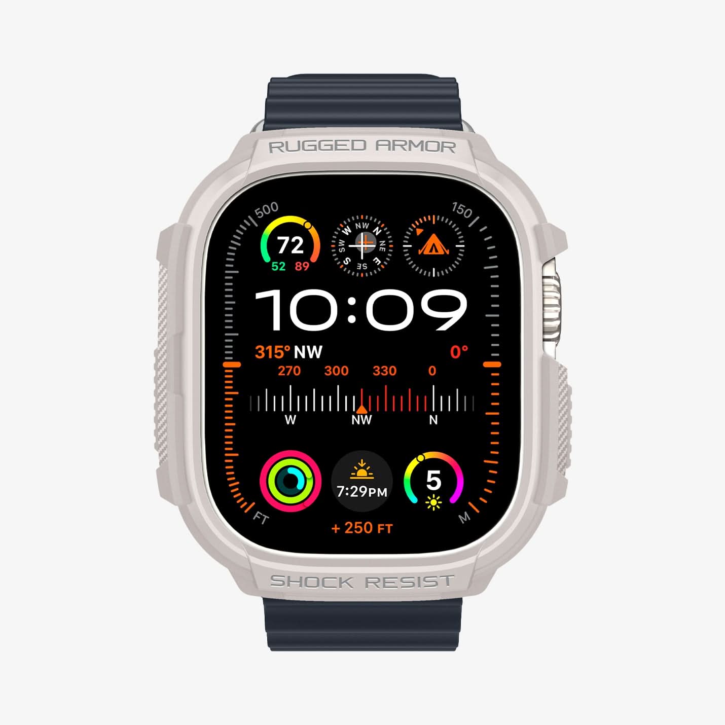 ACS07381 - Apple Watch (49mm) Rugged Armor in Dune Beige showing the front and partial sides