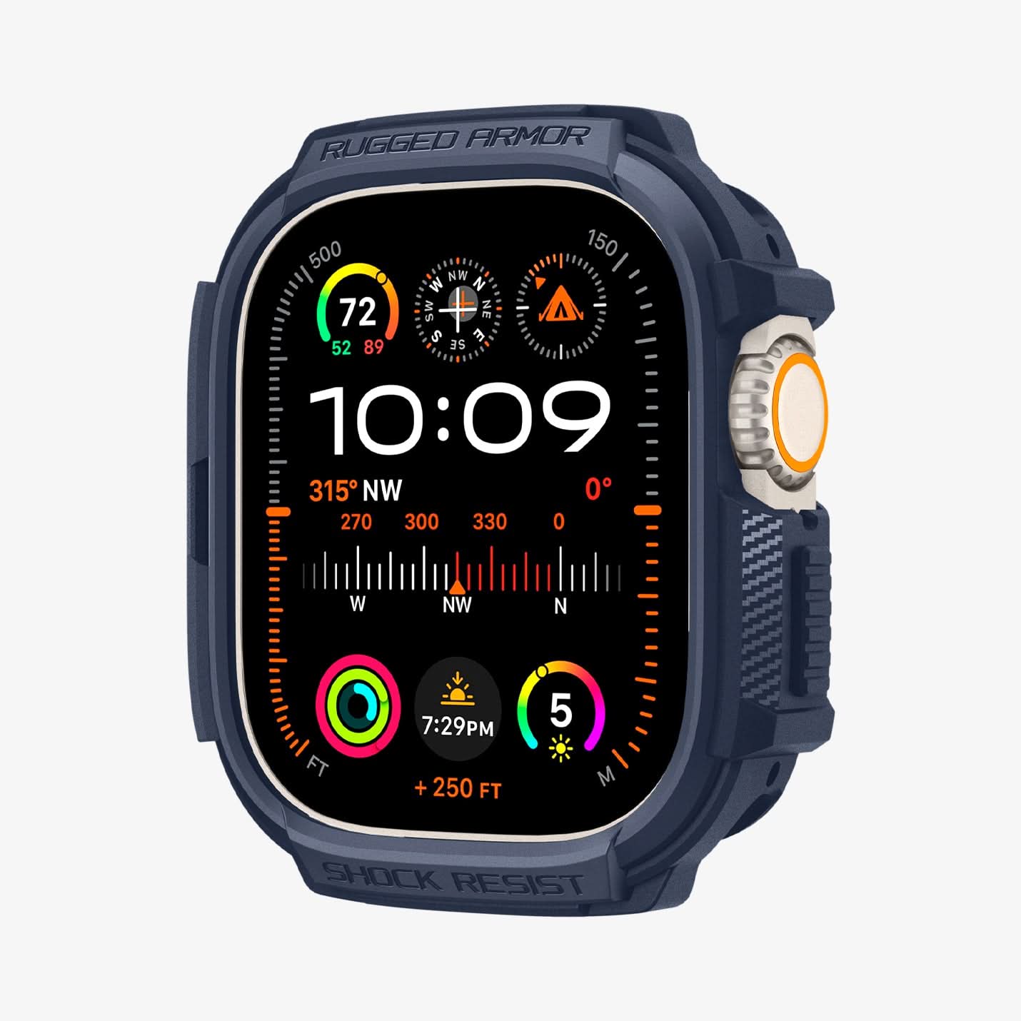 ACS07382 - Apple Watch (49mm) Rugged Armor in Navy Blue showing the front face and partial side