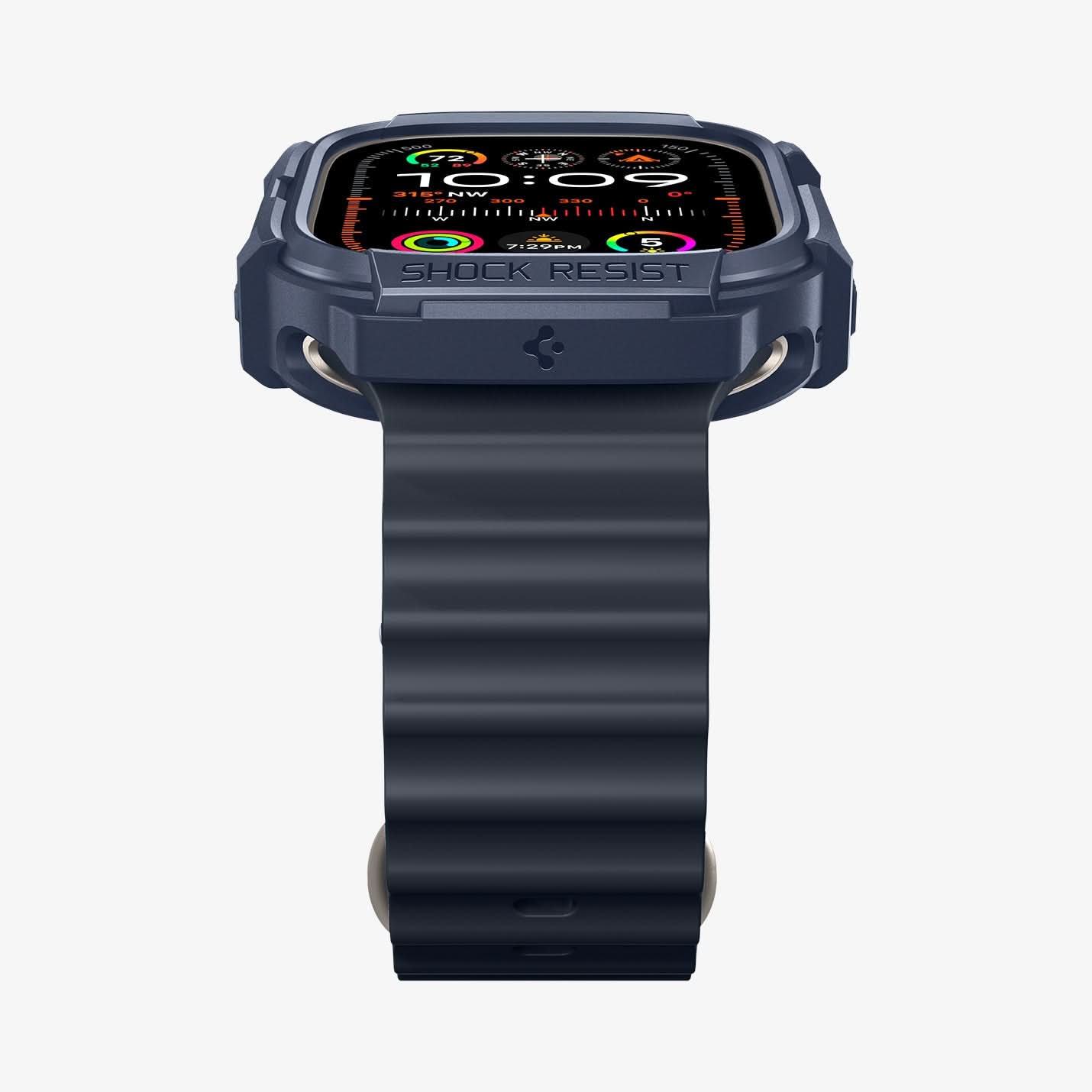 ACS07382 - Apple Watch (49mm) Rugged Armor in Navy Blue showing the front and partial side