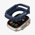 ACS07382 - Apple Watch (49mm) Rugged Armor in Navy Blue showing the case hovering above the face of the watch