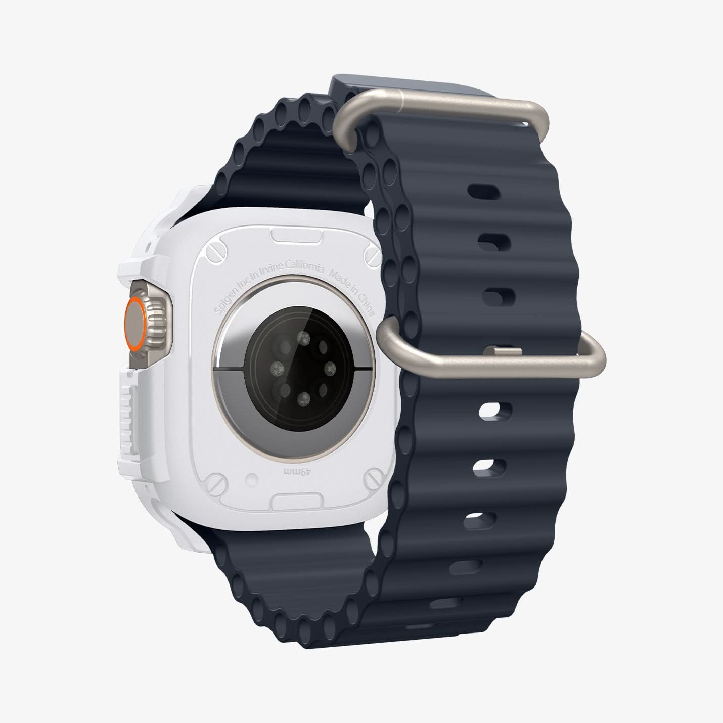 ACS07384 - Apple Watch (49mm) Rugged Armor in White showing the back, partial inner side and bottom